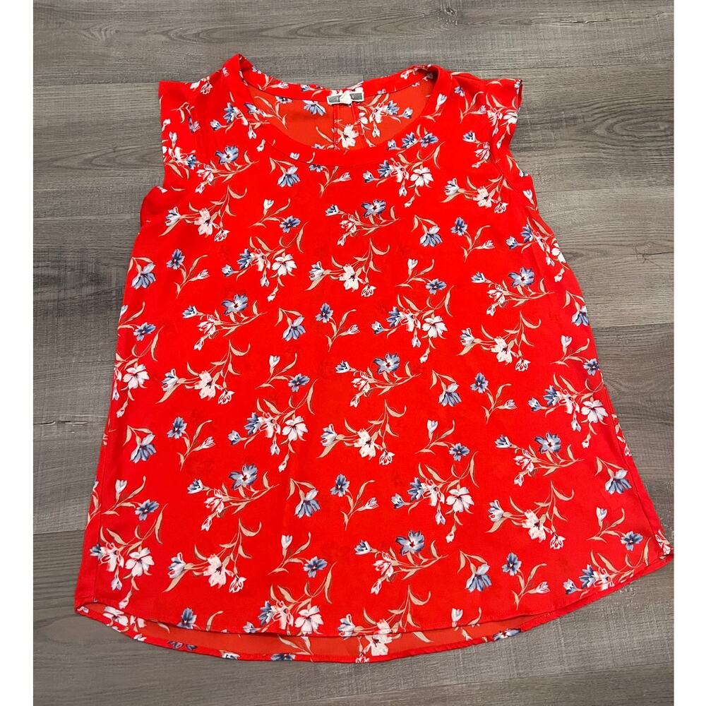Pleione Red Floral Sleeveless Top